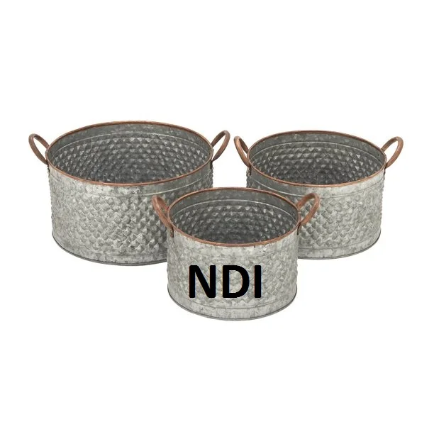 Galvanized Iron Metal Flower Planter Outdoor   Indoor Decoration Planter Pot New Design Set Of Three For Supply By India