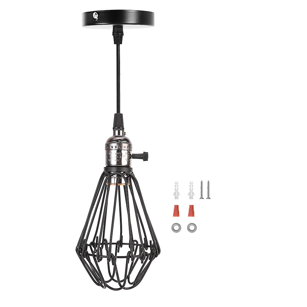 Vintage Iron Cage E26/E27 Industrial LED Ceiling Pendant Lamp for Cafe Bar 85-245V(Black)