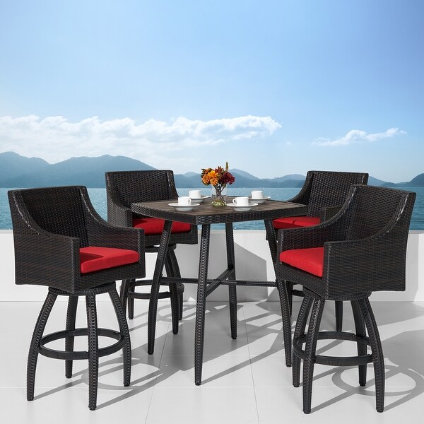 Deco 5 Piece Sunbrella Outdoor Patio Barstool Set