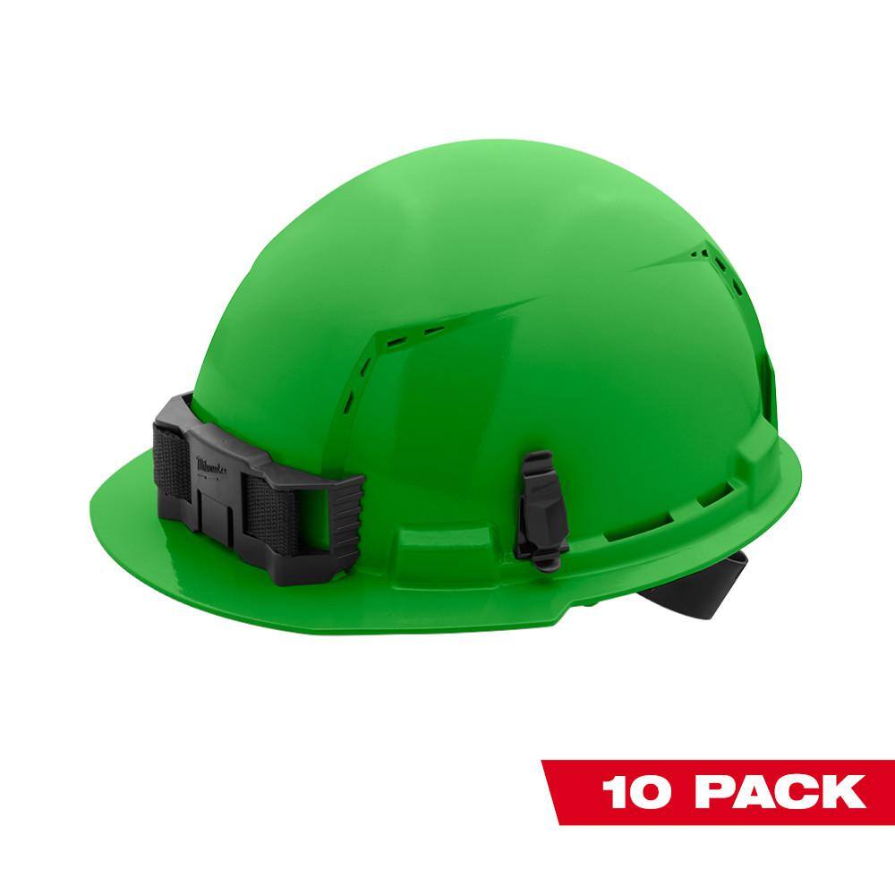 MW BOLT Green Type 1 Class C Front Brim Vented Hard Hat with 4-Point Ratcheting Suspension (10-Pack) 48-73-1206X10