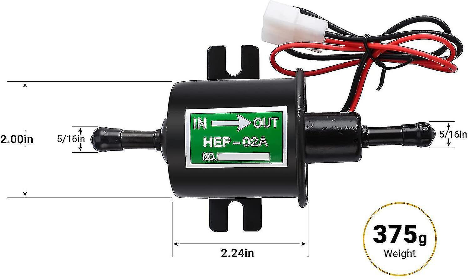 Universal 12v Electric Petrol Pump - 4-7psi Current 1.0-2.0a Inlet And Outlet Diameter 8mm (5/16