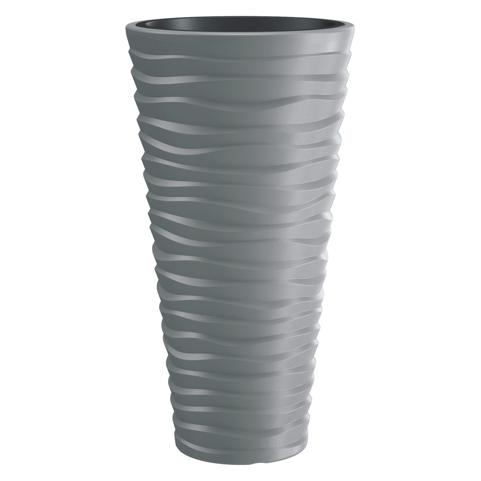 Kasamodern Modern Round Planter Pot with Horizontal Waves