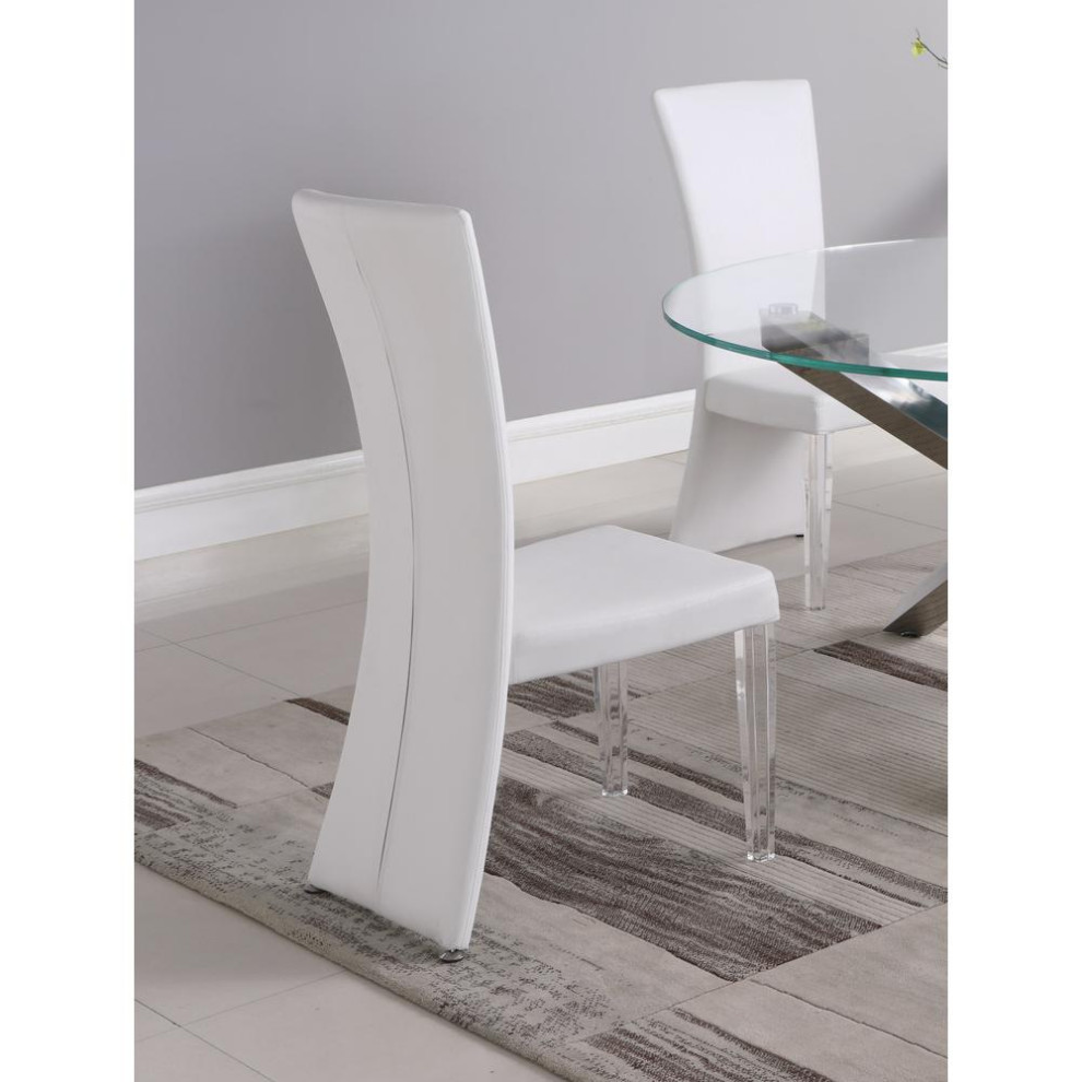 Curved High Back Side Chair With Solid Acrylic Legs   Contemporary   Dining Chairs   by VirVentures  Houzz