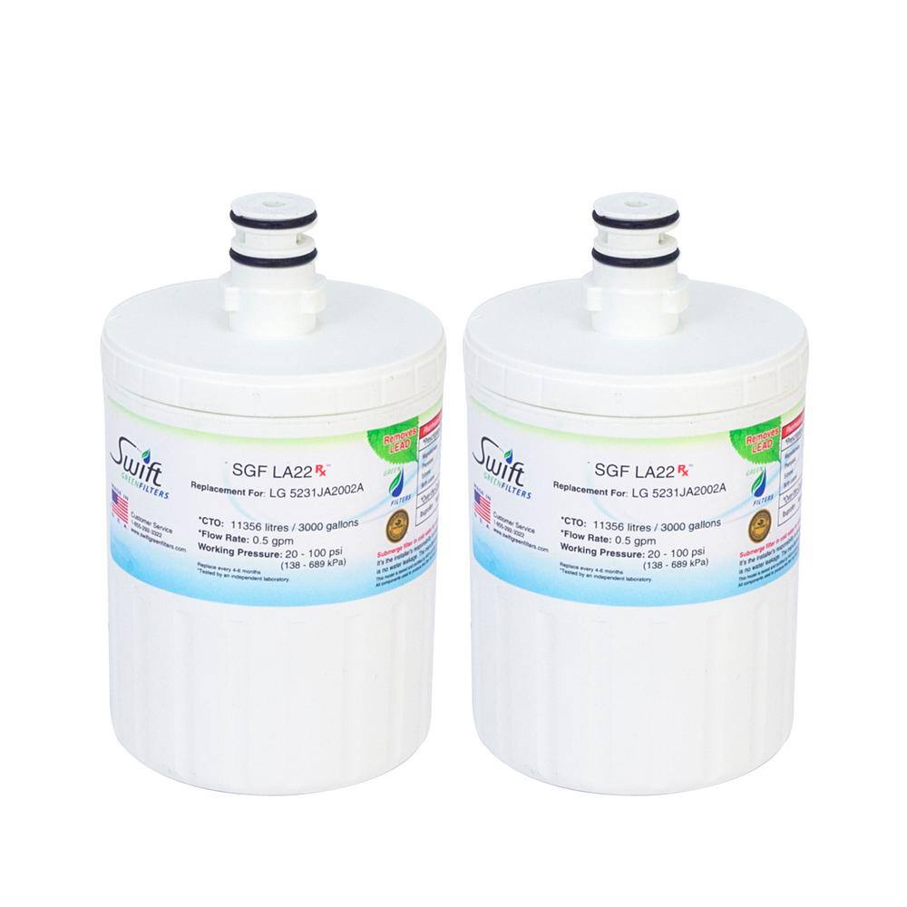 Swift Green Filters Replacement Water Filter for LG 5231JA2002A (2-Pack) SGF-LA22-RX