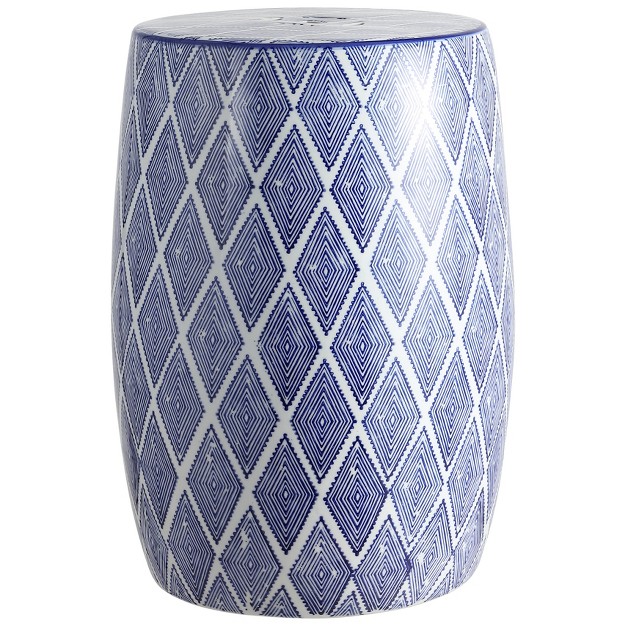 Ceramic Drum Garden Stool Blue white Jonathan Y