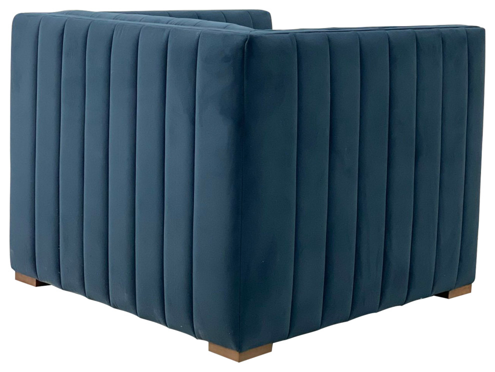 Soft Sapphire Navy Club Chair  Channeled   Contemporary   Armchairs And Accent Chairs   by Design Tree Home  Houzz