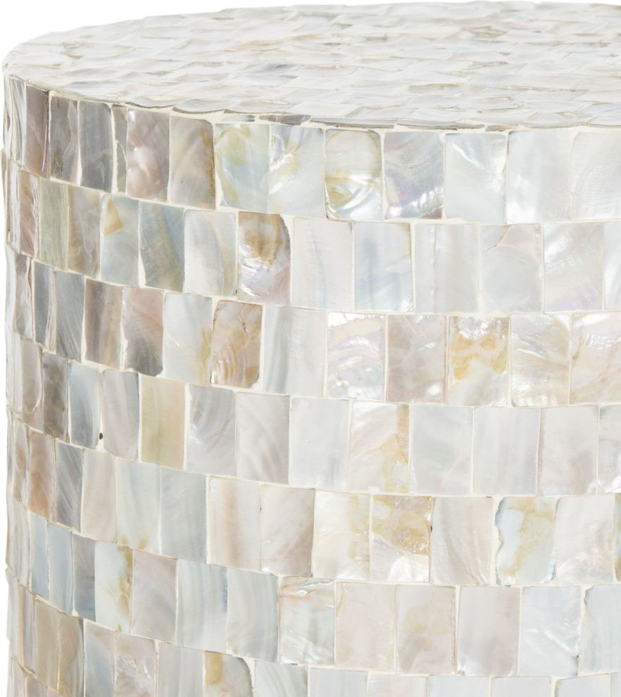 Ariel Sq Mosaic Round Stool   Beach Style   Side Tables And End Tables   by HedgeApple  Houzz