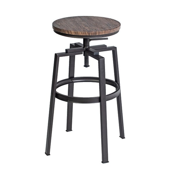 Industrial Style Swivel Adjustable Height Bar Stool，Set of 2