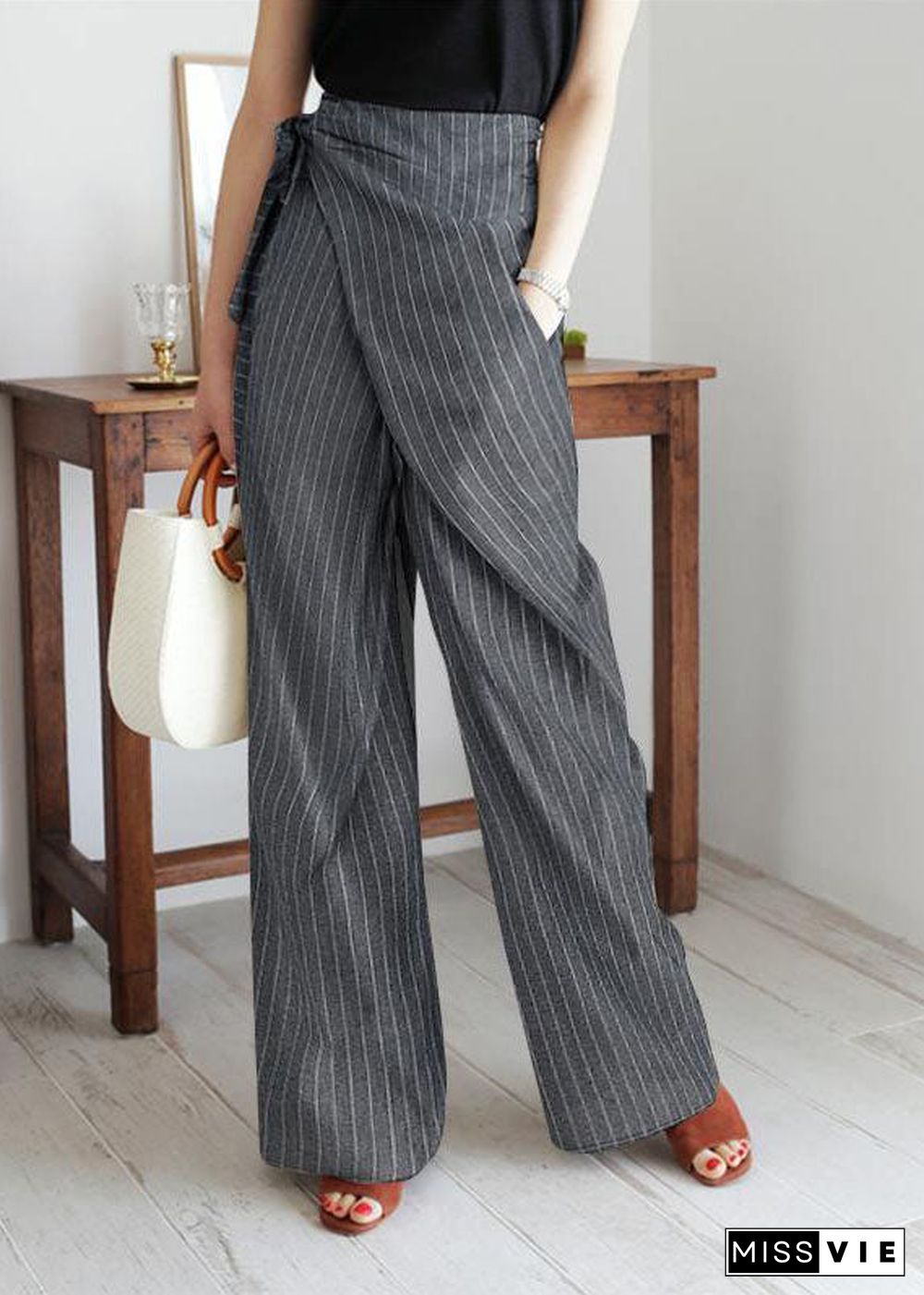 High Waist Vintage Women Long Palazzo Trouser Wide Leg Pants