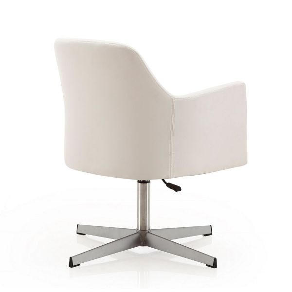 Pelo Adjustable Height Swivel Accent Chair in White and Polished Chrome