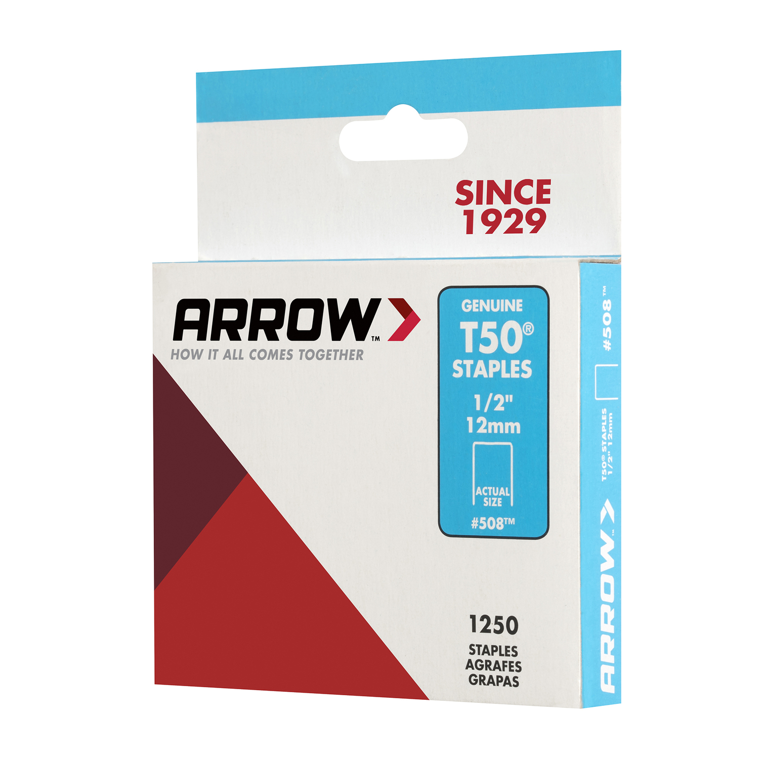 Arrow T50 3/8 in. W X 1/2 in. L 18 Ga. Flat Crown Heavy Duty Staples 1250 pk