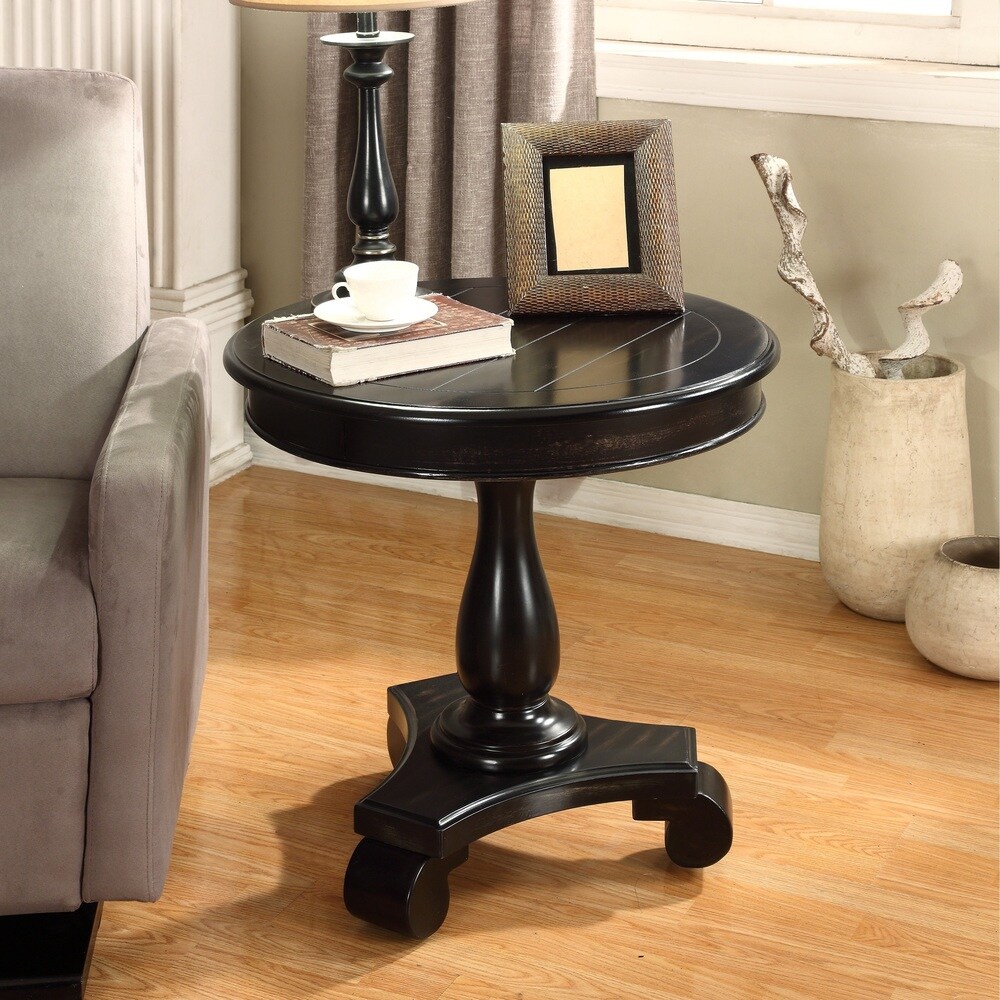 Copper Grove Sierra Round Wood Pedestal Side Table