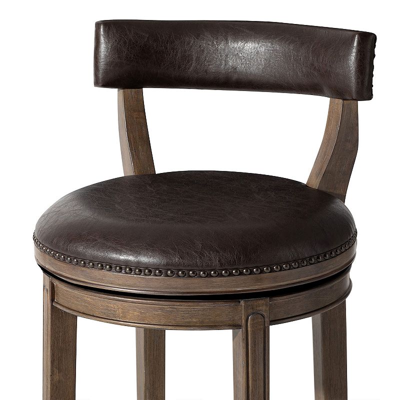 Maven Lane Alexander Bar Stool In Walnut Finish W/ Marksman Saddle Vegan Leather