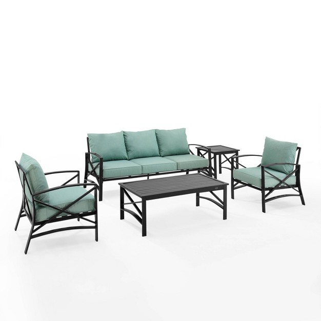 Kaplan 5pc Outdoor Sofa Set With Sofa amp 2 Chairs With Coffee Table amp Side Table Crosley