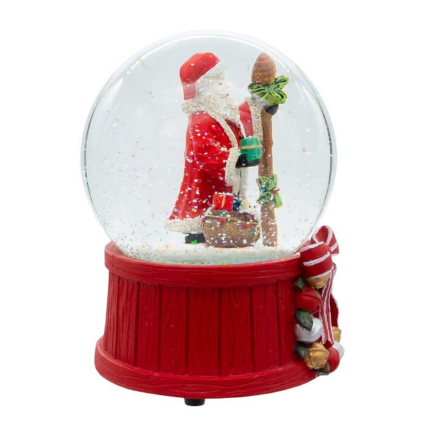 Kurt Adler 100mm Wind Up Musical Santa With Gift Bag Tree Water Globe