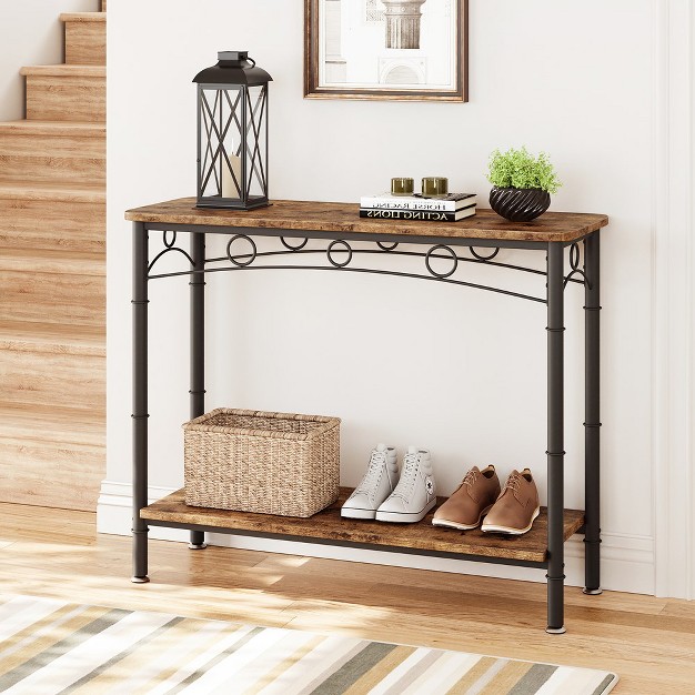 Industrial Entryway Table With Shelf Narrow Sofa Table For Hallway Entrance Hall Corridor Foyer Living Room