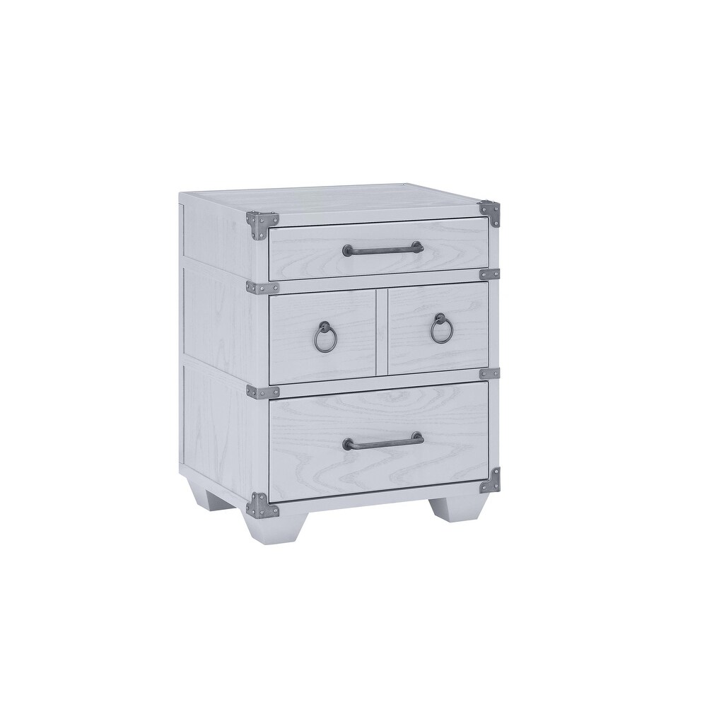 Wooden Nightstand with 3 Drawers Storage in Gray