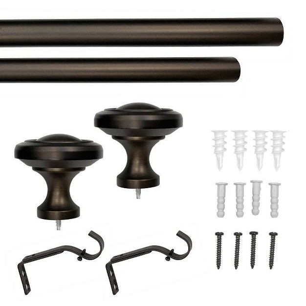 Decorative Drapery Curtain Rod With Knob Finials Oil Rubbed Bronze Lumi Home Furnishings