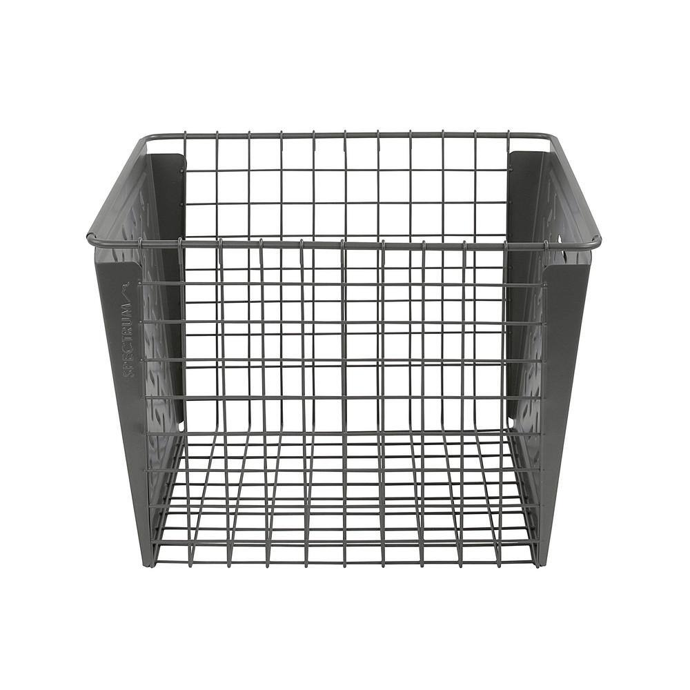 Spectrum 9 in. H x 12 in. W x 12.5 in. D Dark Gray Steel Cube Storage Bin 84076