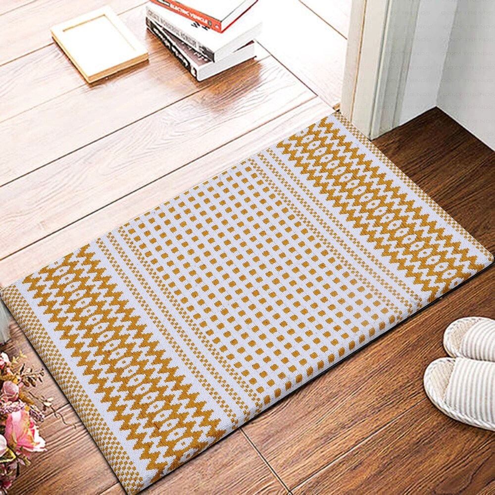 Anti Fatigue Standing Cushioned Kitchen Bath Mats [Set of 2] Woven Cotton  Waterproof  Non Slip  for Office  Sink  Laundry