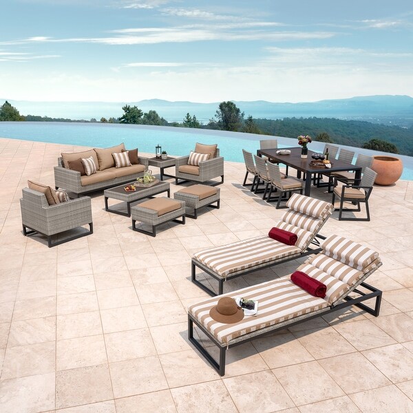 Milo Grey 18 Piece Sunbrella Outdoor Patio Estate Set