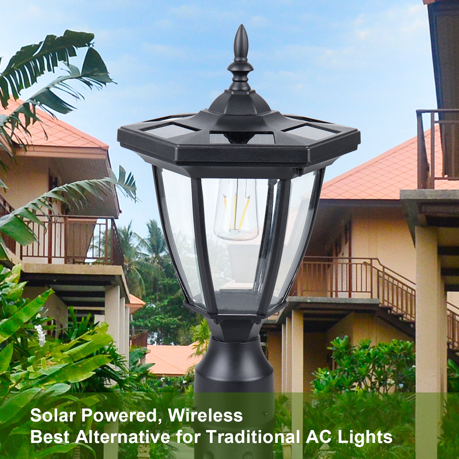 KMC KMC LIGHTING ST6321Q-A Solar Powered Lamp Post Light Outdoor 75 Lumens 3