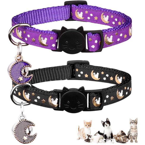 VATENIC 2 Separate Cat Collars， Adjustable Kitten Collars， Glow In The Dark