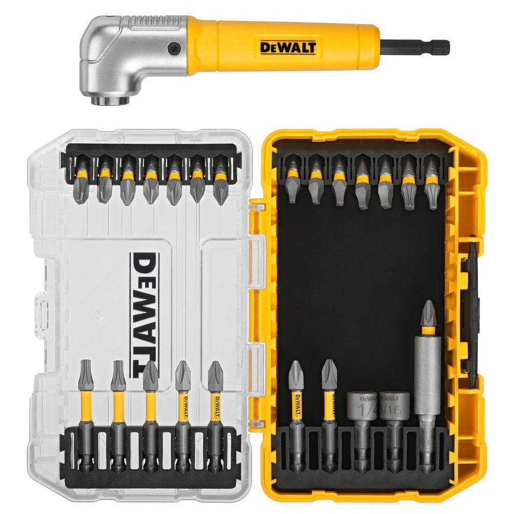 DW Maxfit 14 in. Steel Screwdriving Bit Set with Right Angle Adapter (25-Piece) DWAMF25RASET