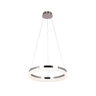 Home Decorators Collection Kipling 35-Watt Integrated LED Brushed Nickel Modern Pendant with Frosted Acrylic Shade 22826-003