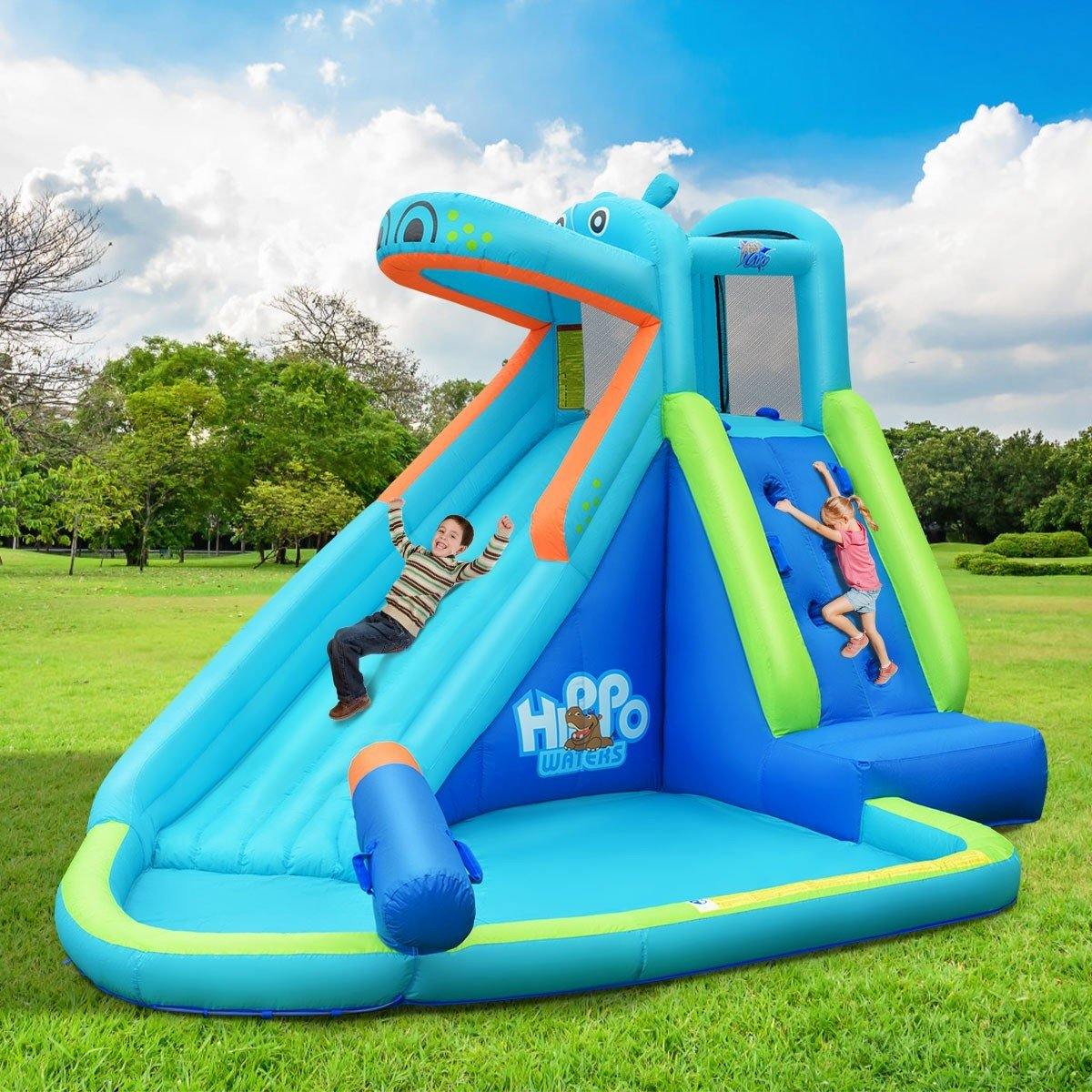 Inflatable Water Slide, Hippo Themed Bounce Hous