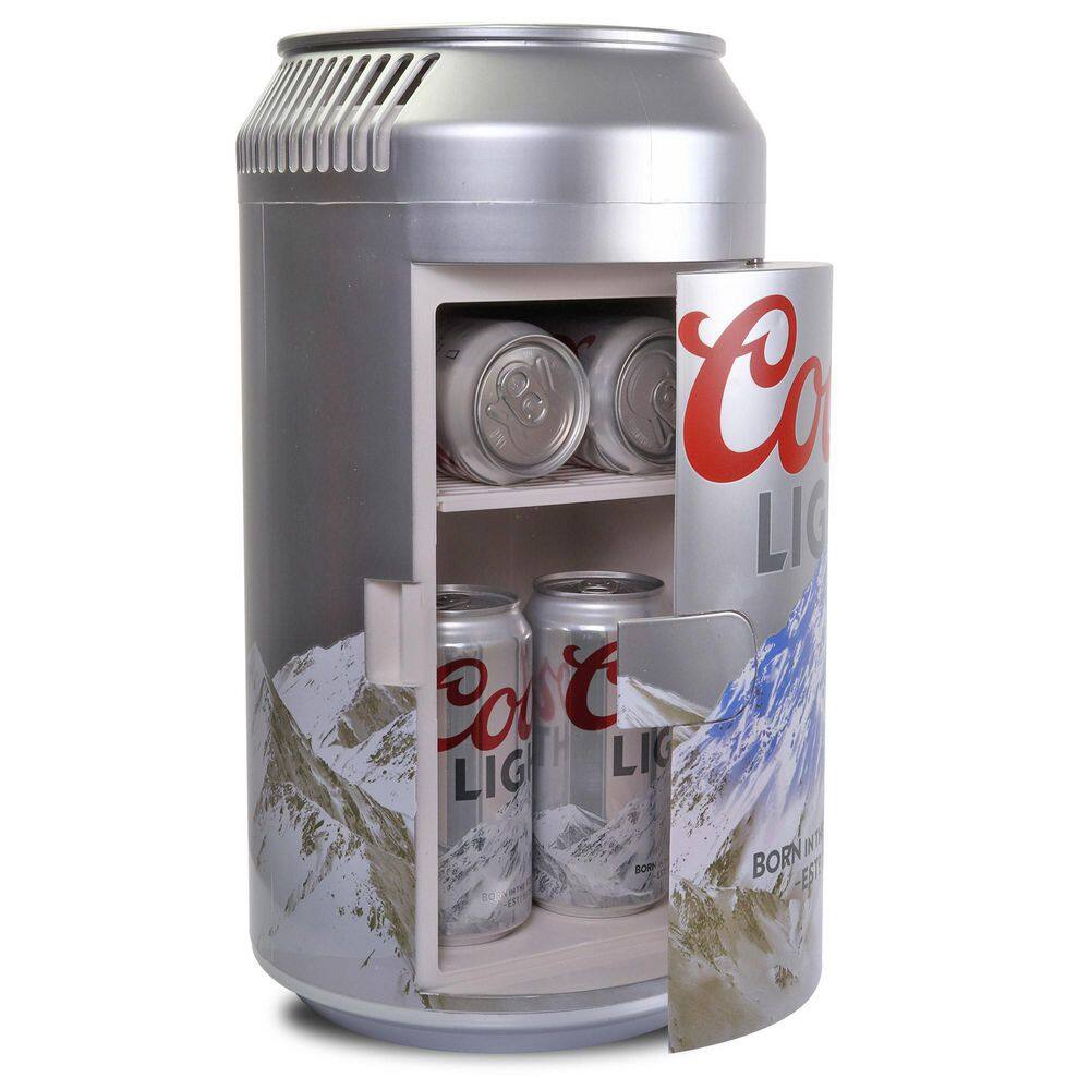 Coors Light Coors Light 8 Can Portable Mini Fridge 12V DC 110V AC Personal Travel Cooler 5.4L (5.7 qt) Silver CLMC-06