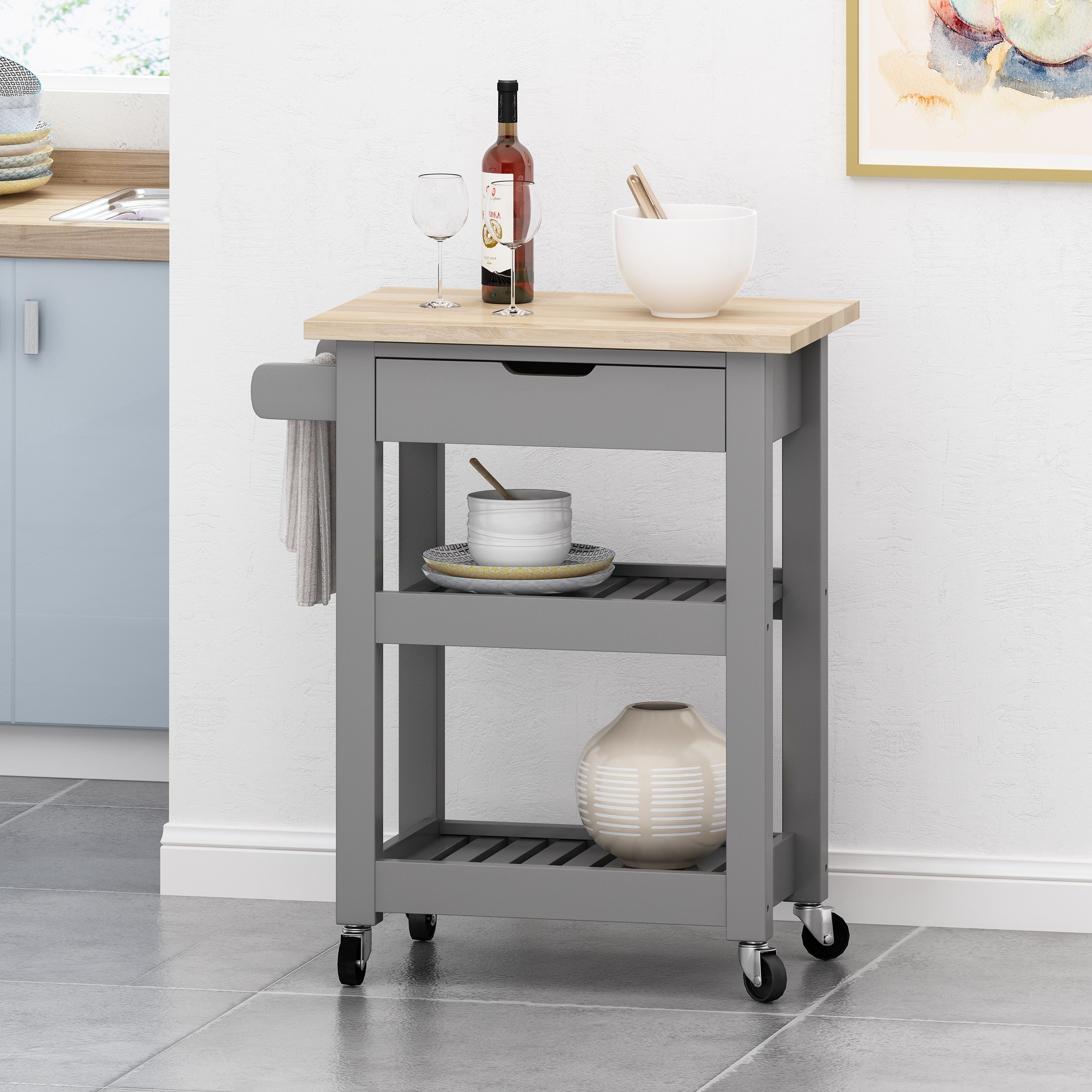 Tattnall Kitchen Cart with Wheels