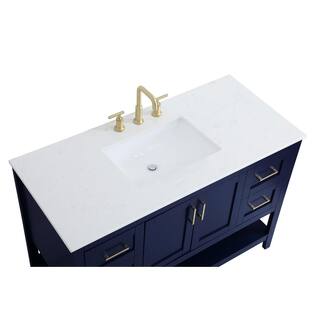 Timeless Home 48 in. W x 22 in. D x 34 in. H Single Bathroom Vanity in Blue with Calacatta Quartz TH32048Blue