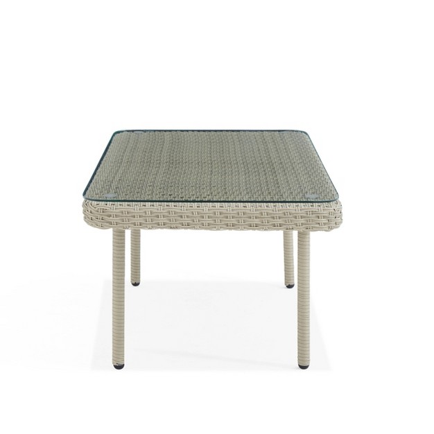 All weather Wicker Windham Outdoor Coffeee Table With Glass Top Gray Alaterre Furniture