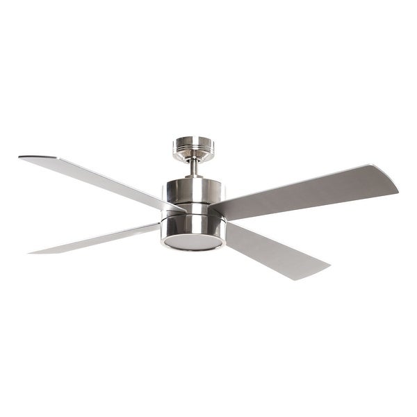 Industrial 52-in 4-Blade Brushed Chrome LED Ceiling Fan with Remote Control - 52