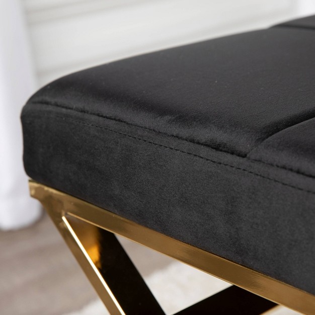 Trylara Velvet Entryway Bench Black gold Aiden Lane