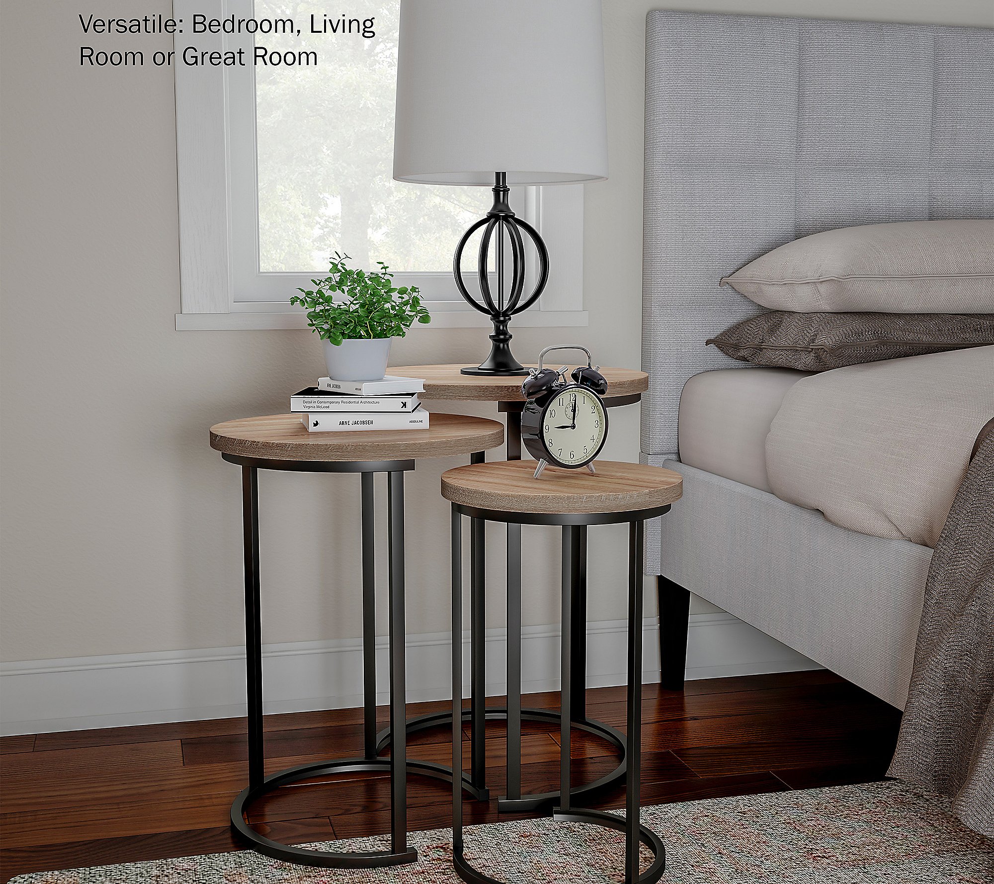 Lavish Home Round Nesting Tables Modern Style-Set of 3