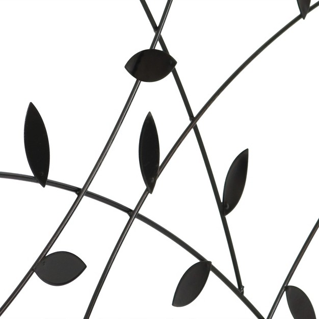 Sunnydaze Outdoor Lawn And Garden Metal Modern Leaves And Vines Decorative Border Fence Panel Set 10 x27 Black 5pk