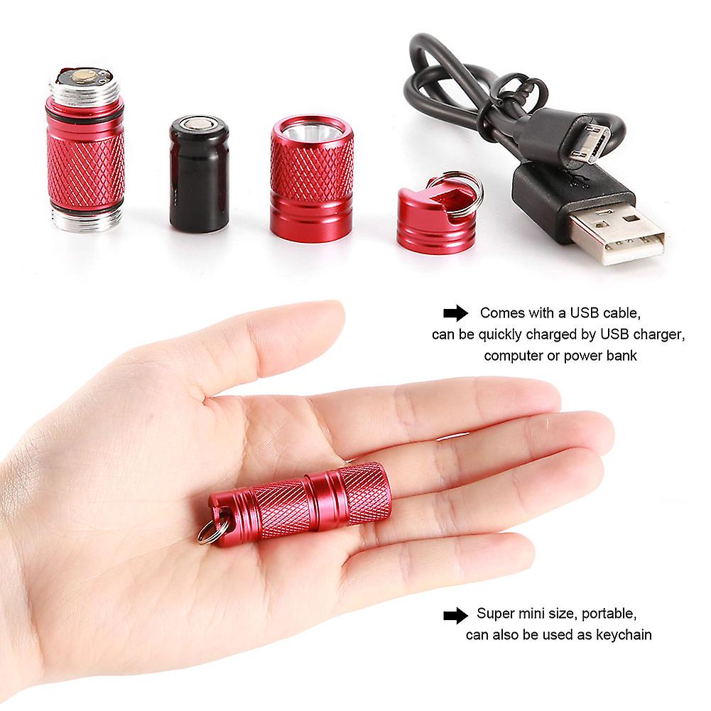 Super Mini Usb Rechargeable Keychain Flashlight Portable Camping Light Working Torch