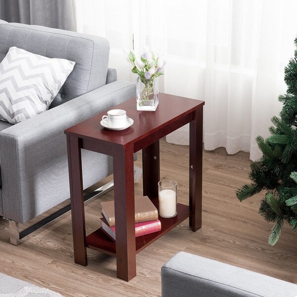 Costway Chair Side Table Coffee Sofa Wooden End Shelf Living Room