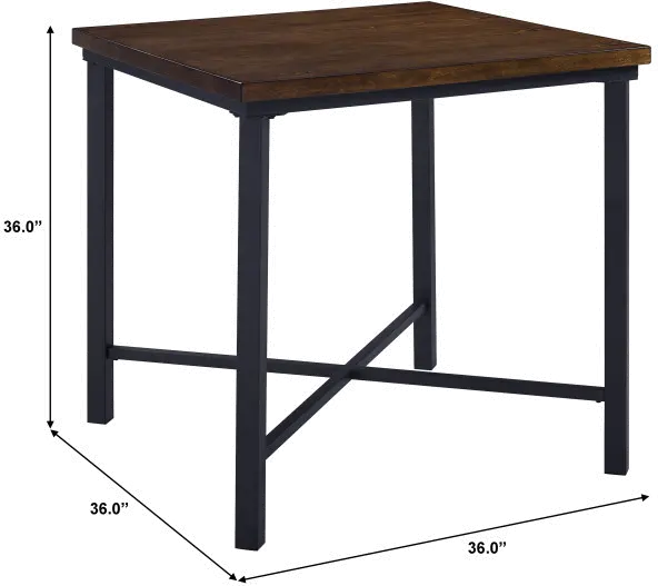 Attributes Wood and Metal Square Counter Height Dining ]Table