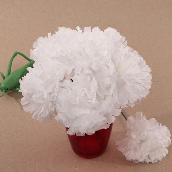 100 White Silk Carnation Picks