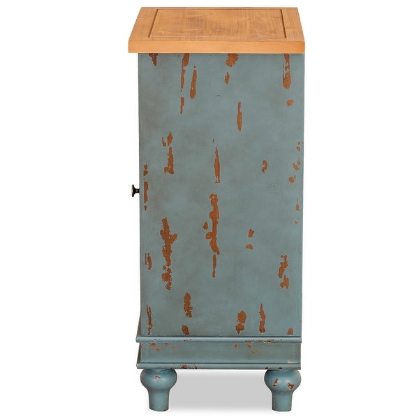 PHI VILLA Retro Distressed Hollow-Carved Side Table