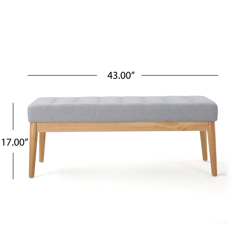 Saxon Mid century Tufted Fabric Ottoman Bench by Christopher Knight Home   43.00 L x 15.75 W x 17.00 H