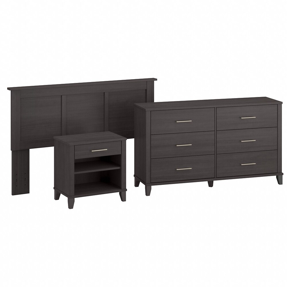 Somerset Ash Grey Headboard  Dresser and Nightstand Bedroom Set