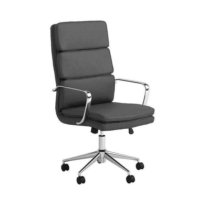 Padded Panel Back Office Chair with Horizontal Stitching， Gray