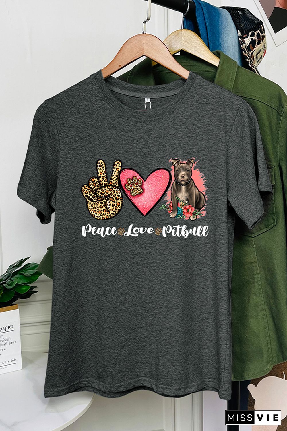 Peace Love Pitbull Short Sleeve Graphic Tee Wholesale