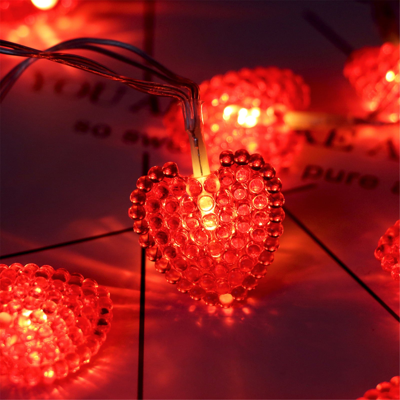 Red Love Heart Lantern Valentine's Day Light String Small Lantern Love Lights Led lights for bedroom outdoor floor lamp pendant DIY Wedding Party Bedroom Terrace(Multicolor)