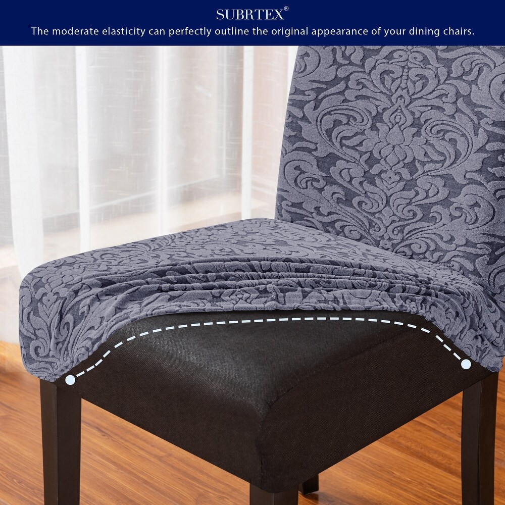 Subrtex Set of 2 Stretch Dining Chair Cover Jacquard Damask Slipcovers