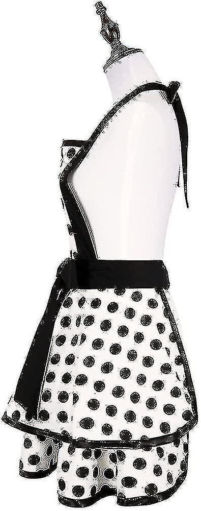 Retro Kitchen Aprons Women Girl Polka Dot Cooking Salon Apron Dress Kitchen Apron